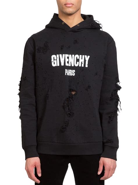 givenchy logo print hoodie|Givenchy hoodie with holes.